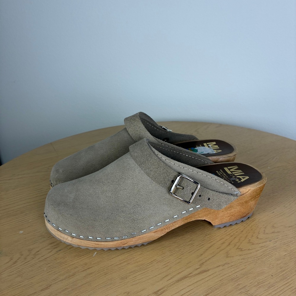 MIA Alma Suede‎ Swedish Clogs Women's EU 38 US 7.5 Wooden Mule Boho Cottagecore